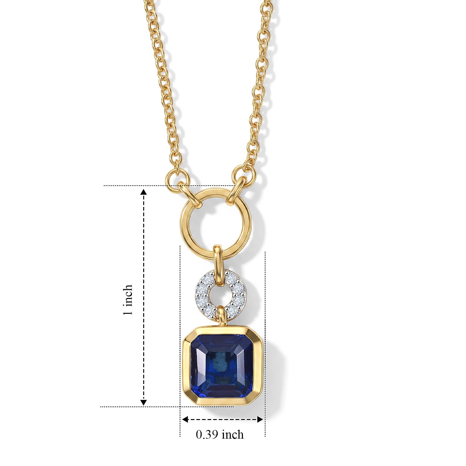 D'Joy - Ceylon Color Quartz & White Zircon Necklace (Size - 20) in Yellow Gold Plated Sterling Silver 2.94 Ct.