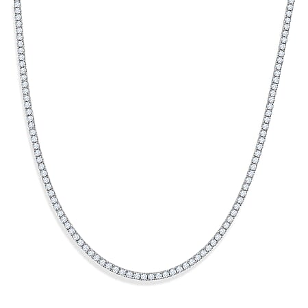 D'Joy - GRA Certified (D-VVS1) Moissanite Tennis Necklace (Size - 20) in Rhodium Overlay Sterling Silver 25.30 Ct, Silver Wt. 20.55 Gms D'Joy - GRA Certified (D-VVS1) Moissanite Tennis Necklace (Size - 20) in Rhodium Overlay Sterling Silver 25.30 Ct, Silver Wt. 20.55 Gms