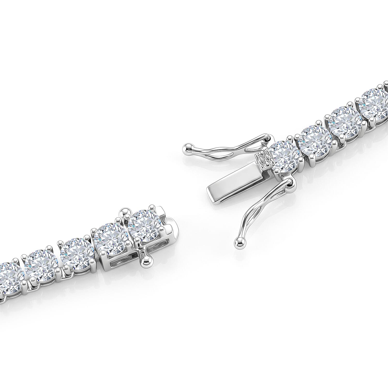 D'Joy - GRA Certified Moissanite Tennis Necklace (Size - 20) in Rhodium Overlay Sterling Silver 25.30 Ct, Silver Wt. 22.60 Gms