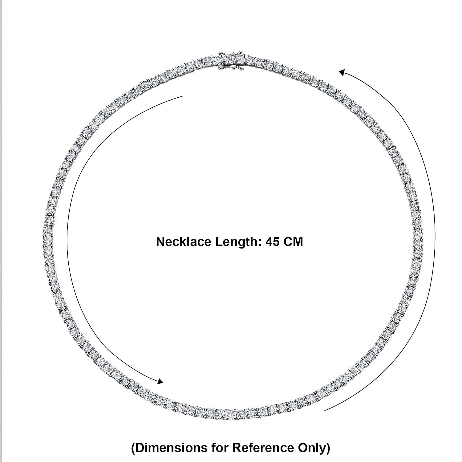 D'Joy - GRA Certified Moissanite Tennis Necklace (Size - 20) in Rhodium Overlay Sterling Silver 25.30 Ct, Silver Wt. 22.60 Gms