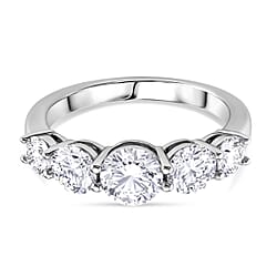 D'Joy - GRA Certified Moissanite 5 Stone Ring in Sterling Silver 2.16 Ct.