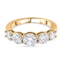 D'Joy - GRA Certified Moissanite 5 Stone Ring in Sterling Silver 2.16 Ct.