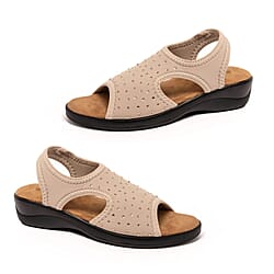 Jenny Womens Stretch Slingback Wedge Sandals With Diamante Trim