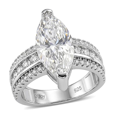 D'Joy - GRA Certified Moissanite Ring in Rhodium Overlay Sterling Silver 5.73 Ct.