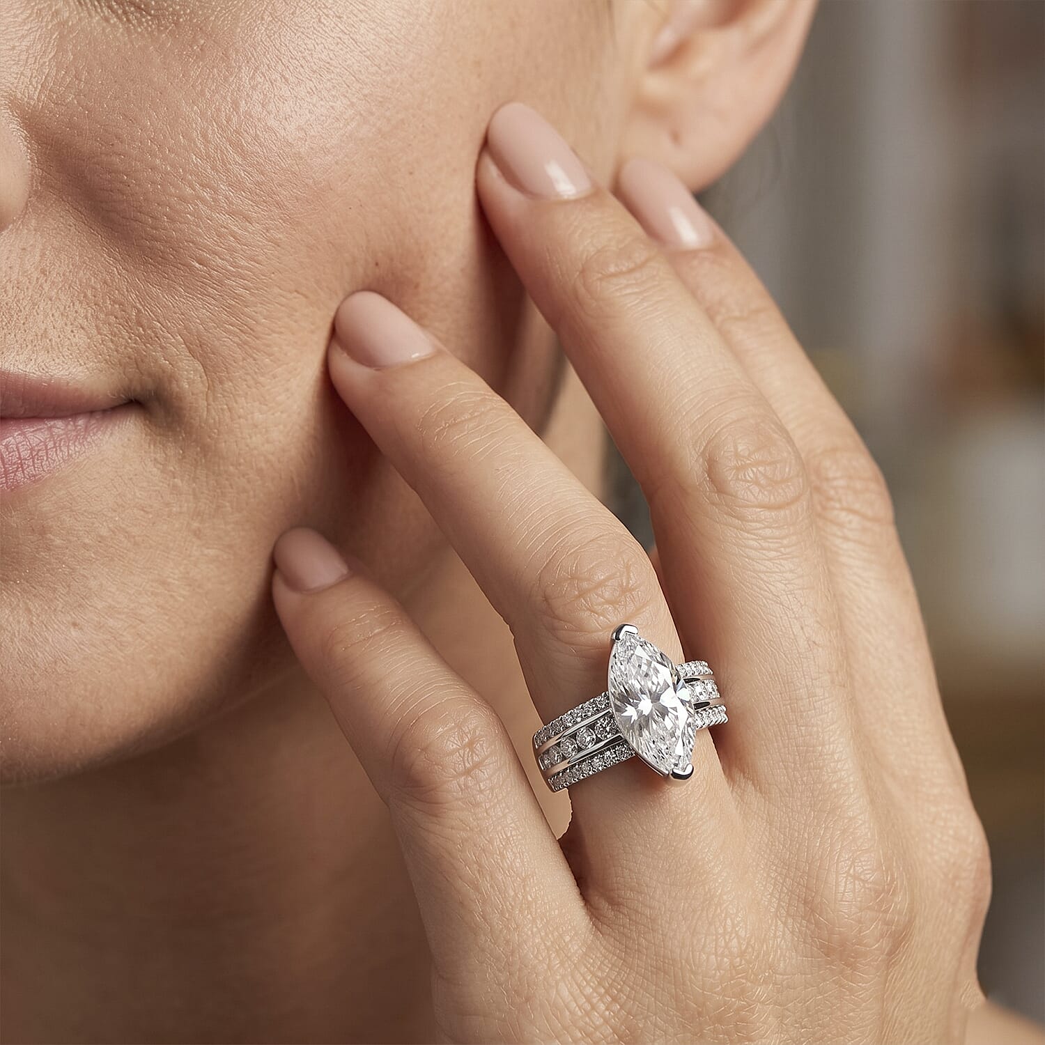 D'Joy - GRA Certified Moissanite Ring in Rhodium Overlay Sterling Silver 5.73 Ct.