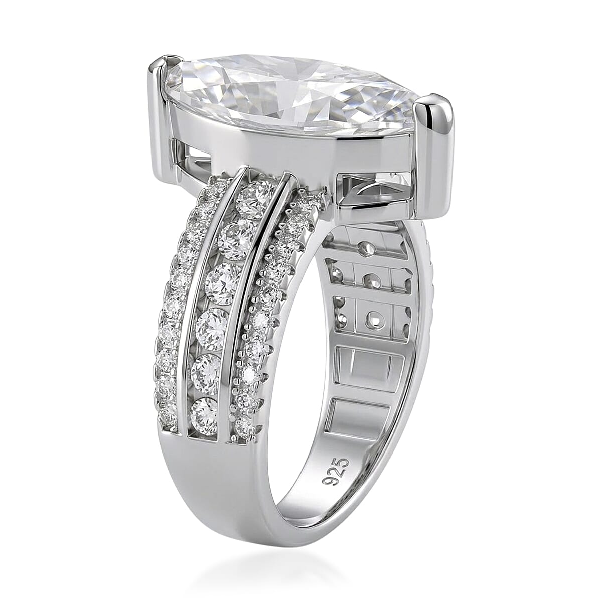 D'Joy - GRA Certified Moissanite Ring in Rhodium Overlay Sterling Silver 5.73 Ct.