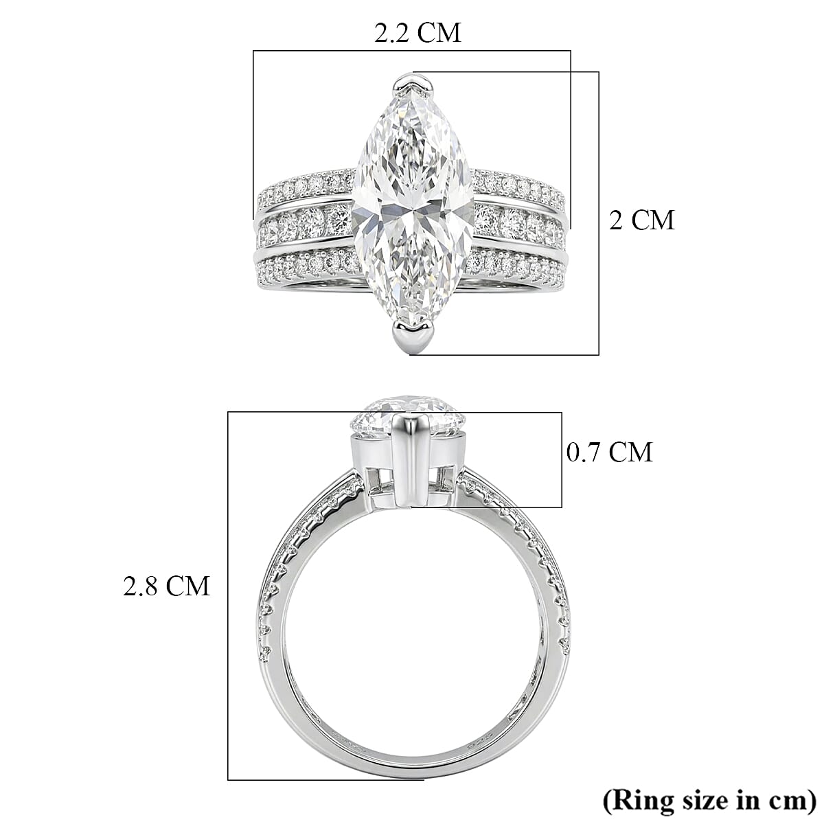 D'Joy - GRA Certified Moissanite Ring in Rhodium Overlay Sterling Silver 5.73 Ct.