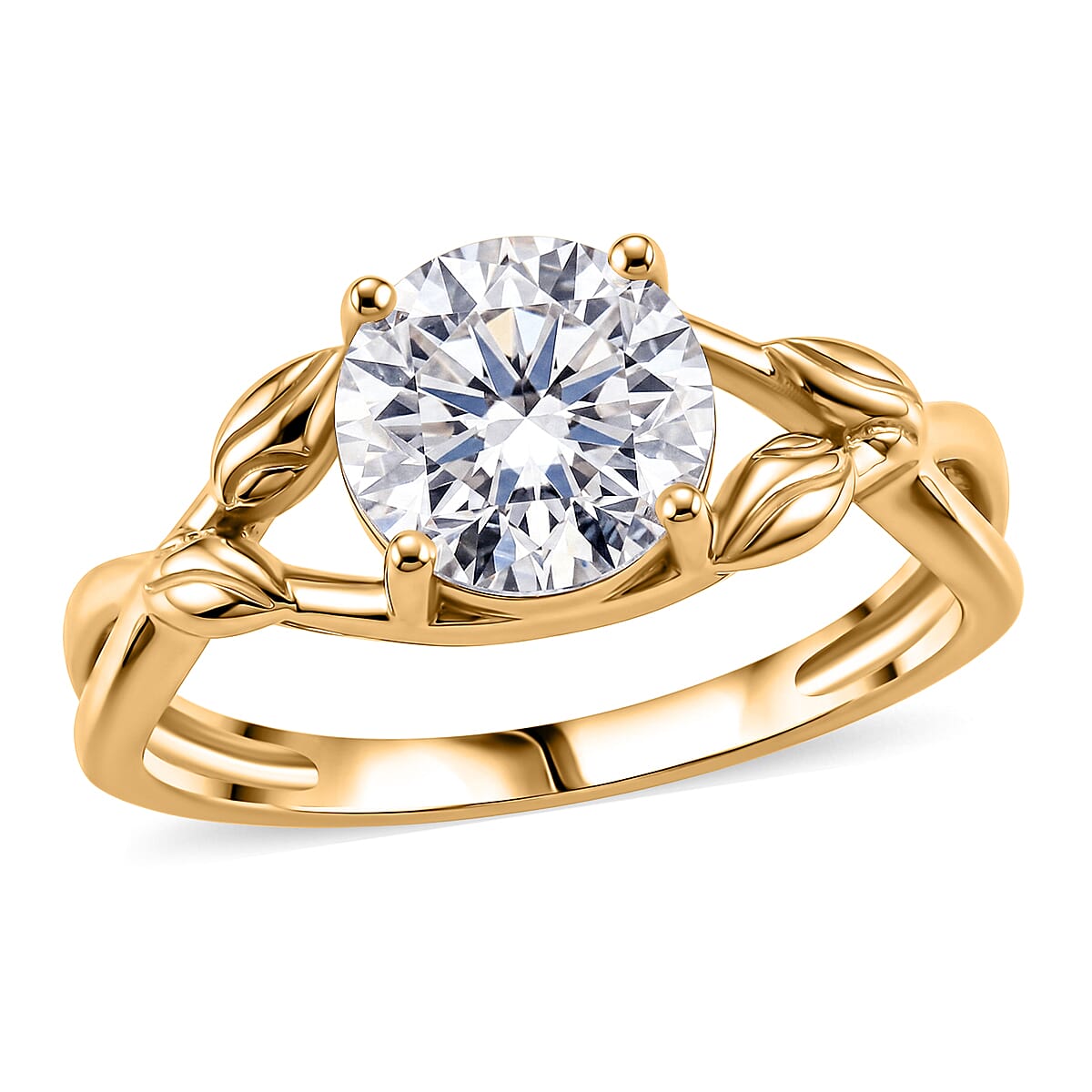 D'Joy - GRA Certified Moissanite Solitaire Ring in Sterling Silver 1.90 Ct.