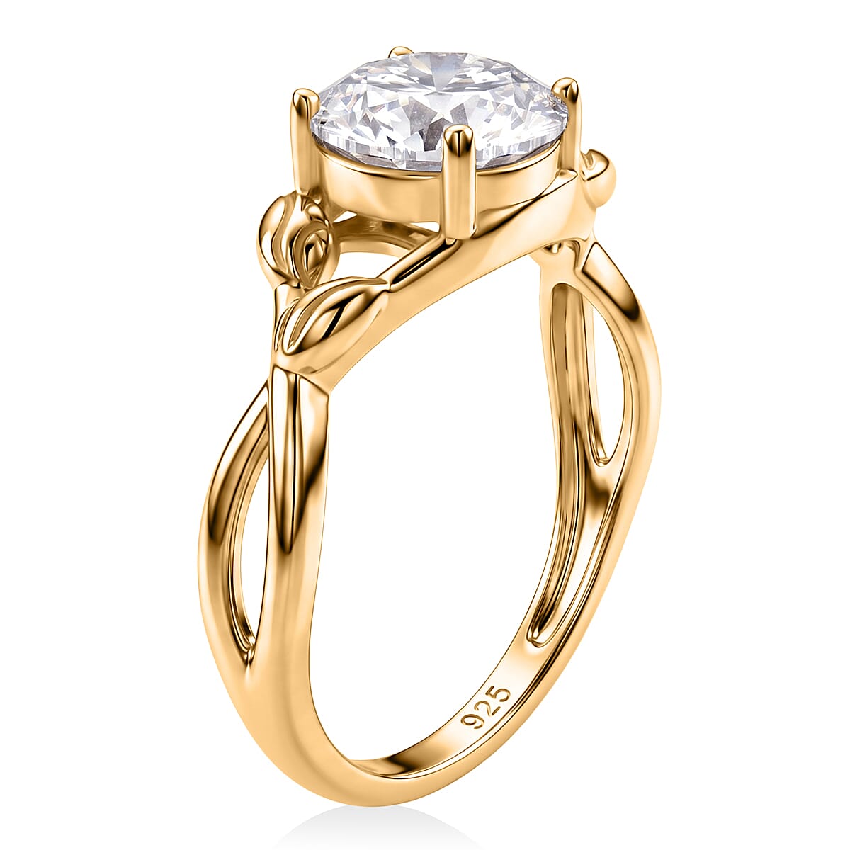 D'Joy - GRA Certified Moissanite Solitaire Ring in Sterling Silver 1.90 Ct.