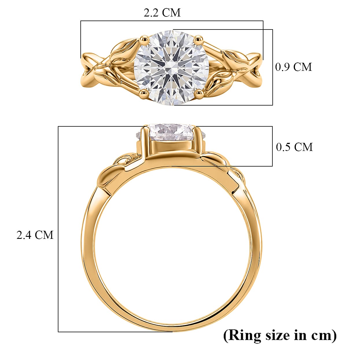 D'Joy - GRA Certified Moissanite Solitaire Ring in Sterling Silver 1.90 Ct.