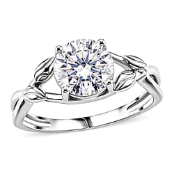 D'Joy - GRA Certified Moissanite Solitaire Ring in Sterling Silver 1.90 Ct.