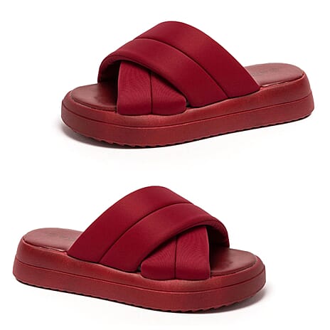 Dr. Lightfoot Crossover Padded Wide Foot Wedge Sandals (Size 5) - Red
