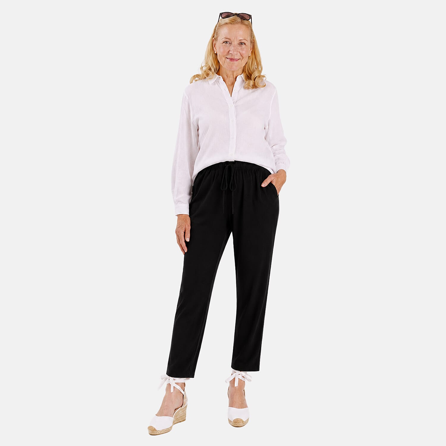 Pure And Natural Relaxed Fit Trousers with 27 Inche Tailored Inside Leg (Size S-M, 10 to 12) - Black