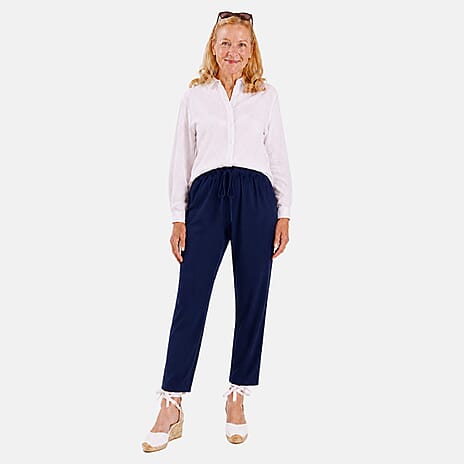 Pure And Natural Relaxed Fit Trousers With 27Inch Inside Leg (Size S-M, 8-12) - Navy