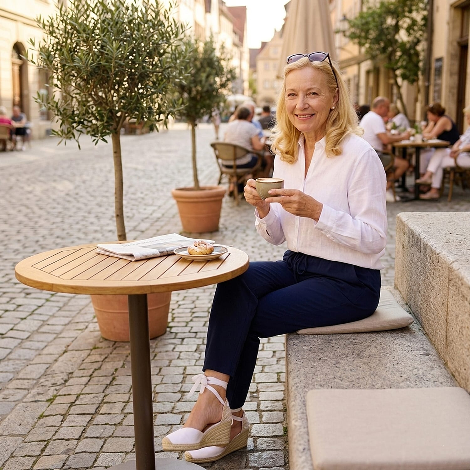Pure And Natural Relaxed Fit Trousers with 27 Inche Tailored Inside Leg (Size L-XL, 18 to 20) - Navy
