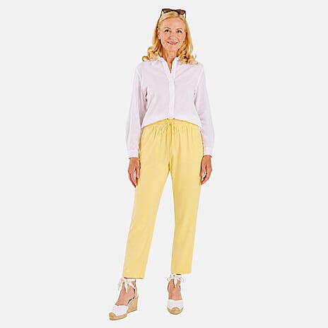 Pure And Natural Relaxed Fit Trousers With 27Inch Inside Leg (Size S-M, 8-12) - Lemon
