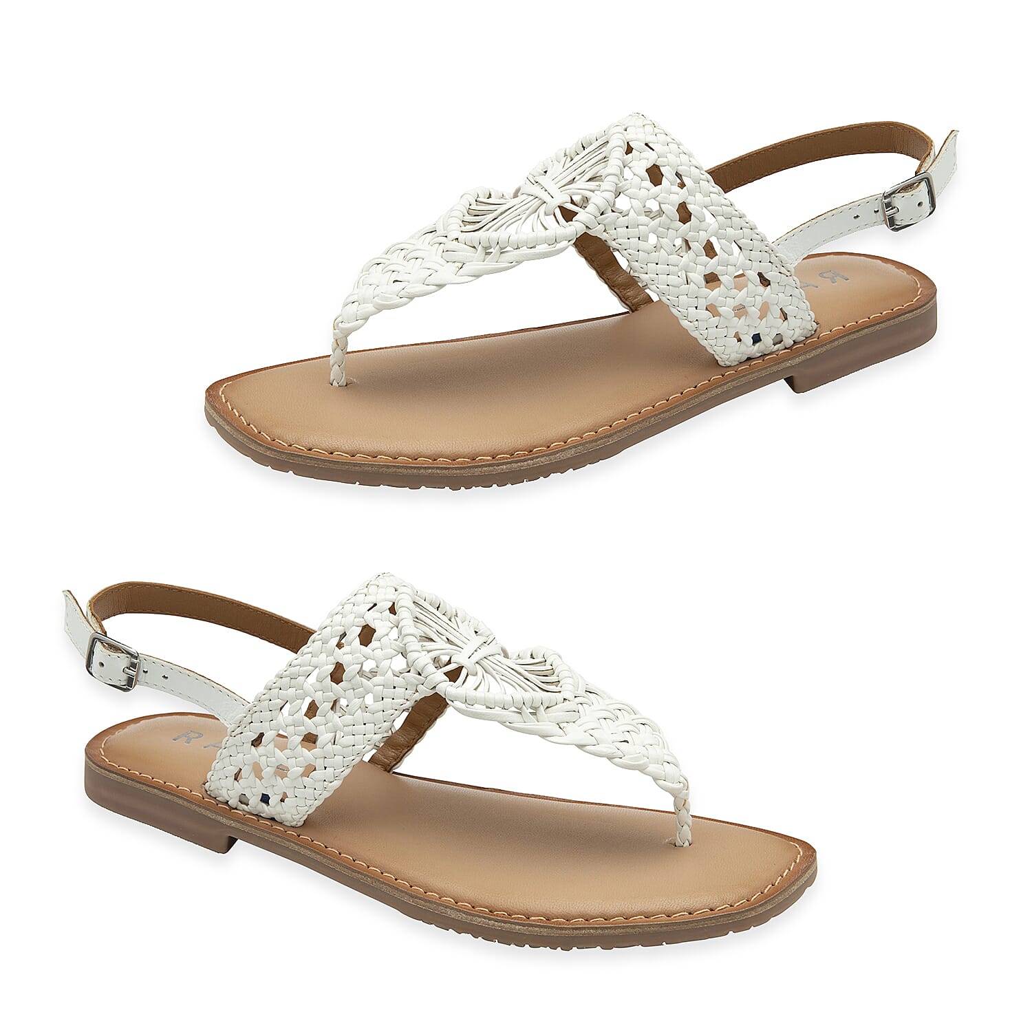 Ravel Womens Roxby Macrame Detailing T-Bar Flat Sandal (Size 5) - White