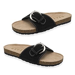 Ravel Womens Salton Suede Mule Sandals With Oversized Buckle