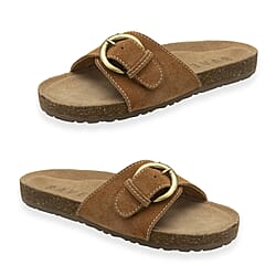Ravel Womens Salton Suede Mule Sandals With Oversized Buckle