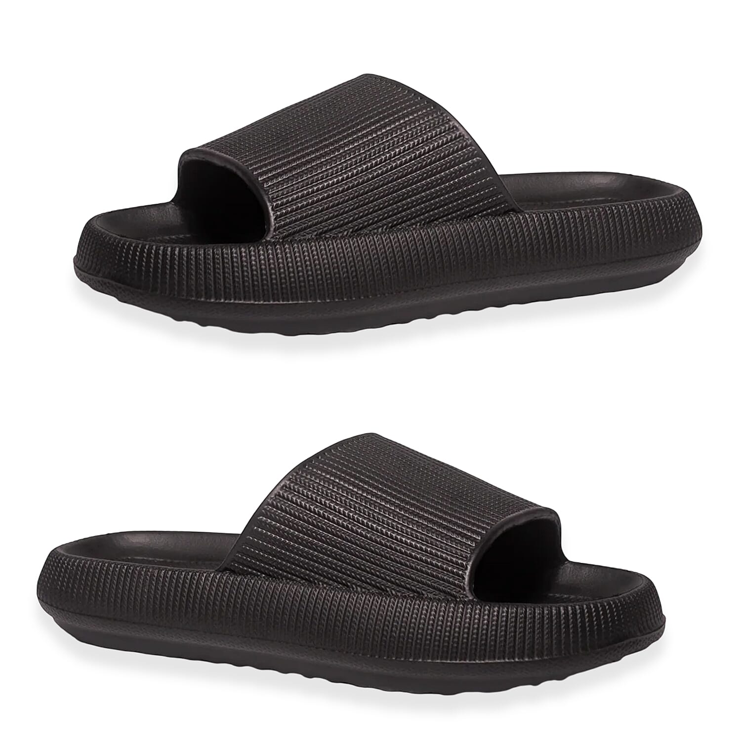 Kendal Womens Thick Chunky Sole Cloud Slides (Size Medium- UK 5-6) - Black