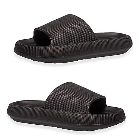 Kendal Womens Thick Chunky Sole Cloud Slides (Size Medium- UK 5-6) - Black
