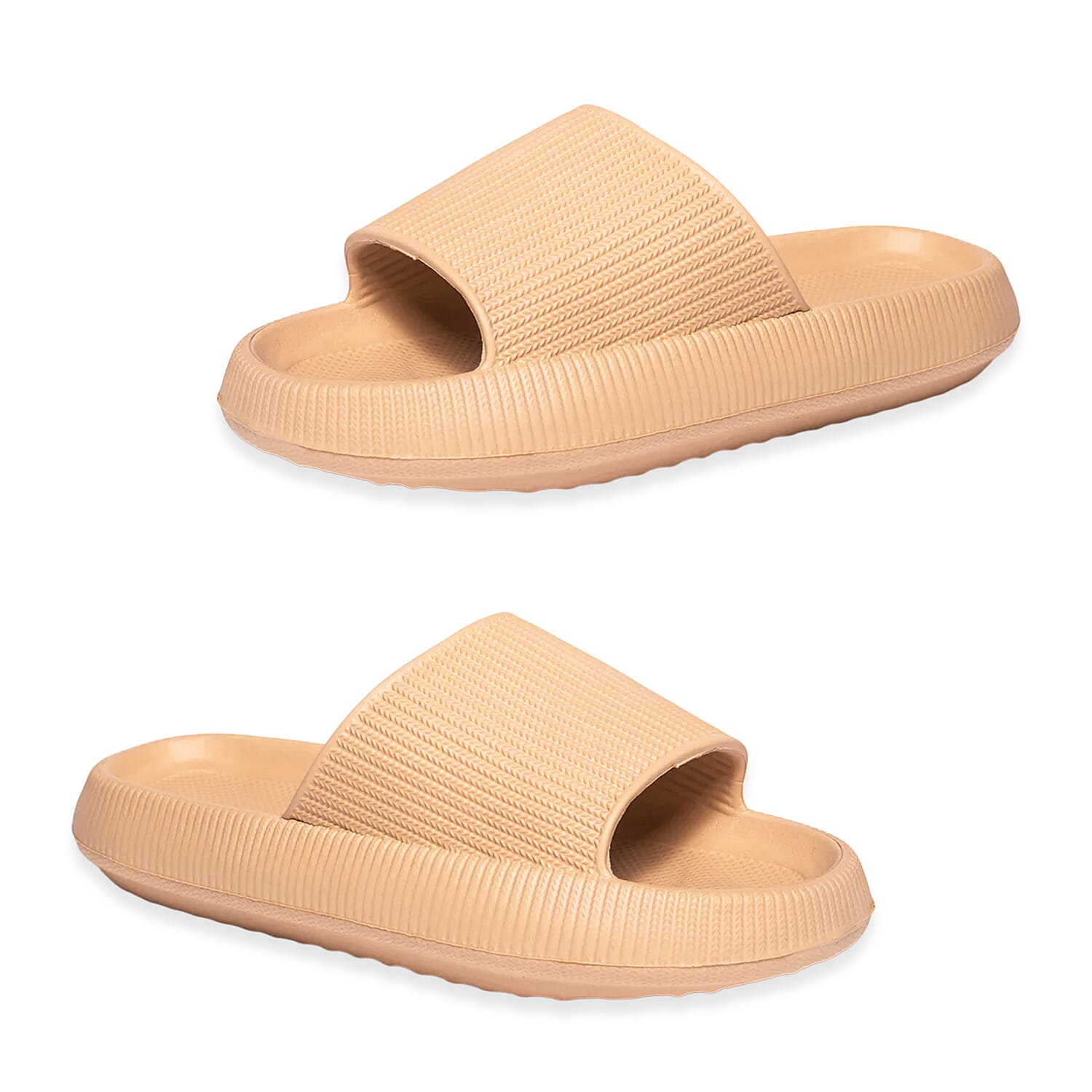 Kendal Womens Thick Chunky Sole Cloud Slides (Size Medium 5-6) - Beige