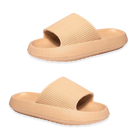 Kendal Womens Thick Chunky Sole Cloud Slides (Size Small 3-4) - Beige