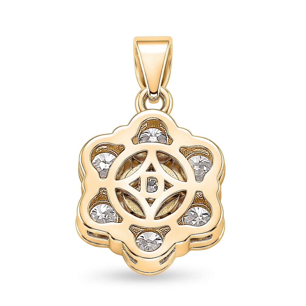 D'Joy - GRA Certified (D-VVS1) Moissanite Cluster Pendant in Yellow Gold Plated Sterling Silver 2.30 Ct.