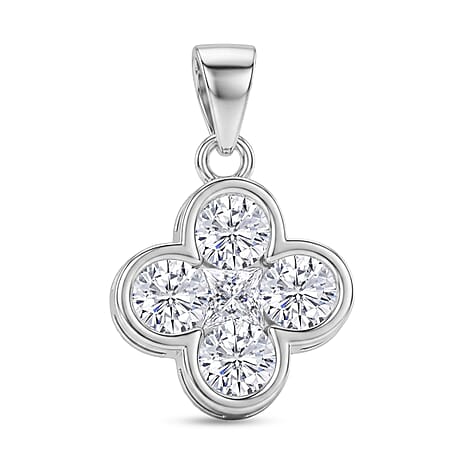 D'Joy - GRA Certified ( D-VVS1 ) Moissanite Pendant in Rhodium Overlay Sterling Silver