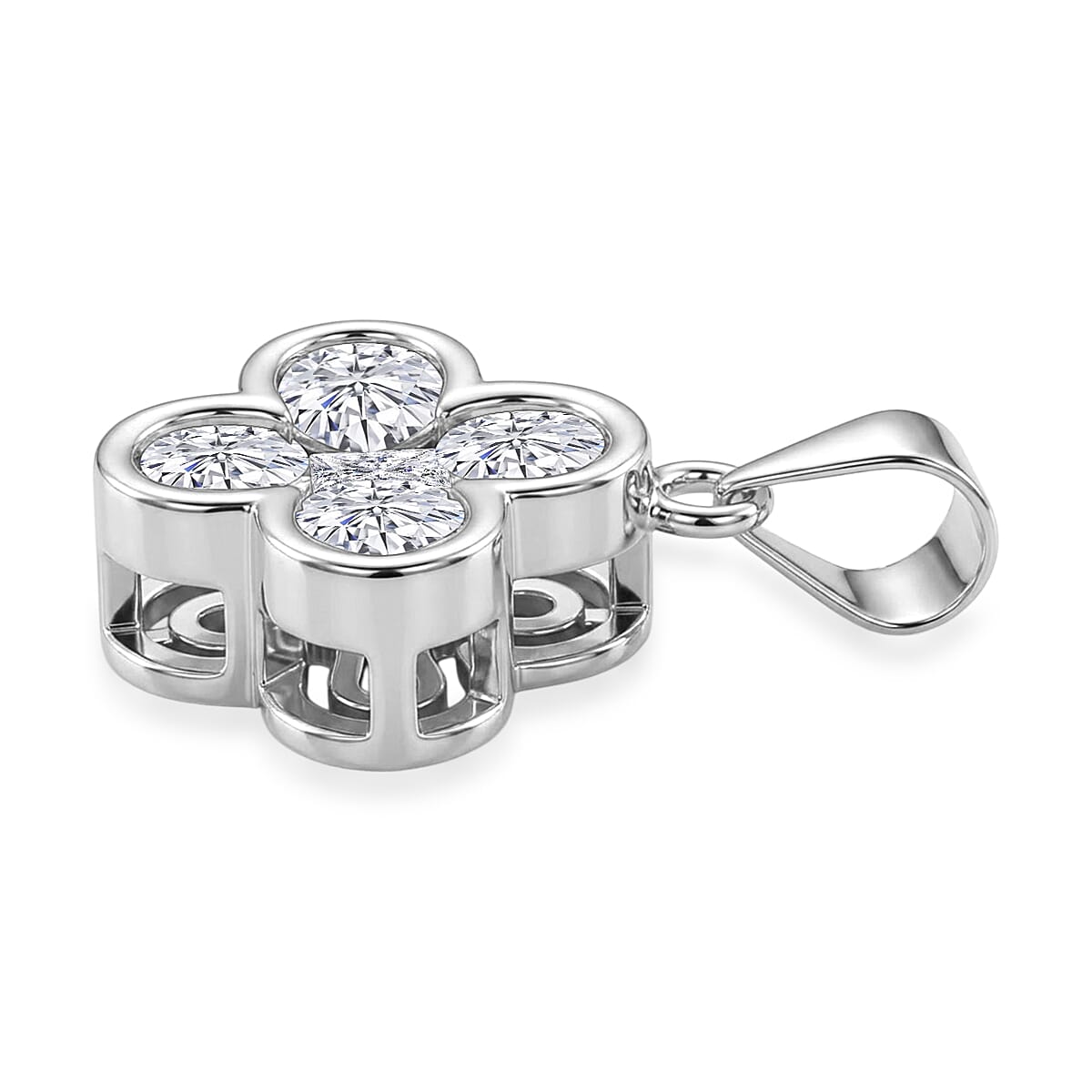 D'Joy - GRA Certified ( D-VVS1 ) Moissanite Pendant in Rhodium Overlay Sterling Silver
