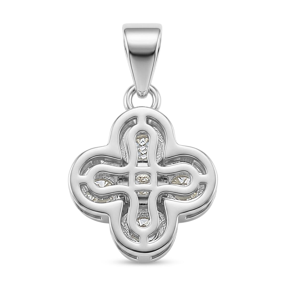D'Joy - GRA Certified ( D-VVS1 ) Moissanite Pendant in Rhodium Overlay Sterling Silver