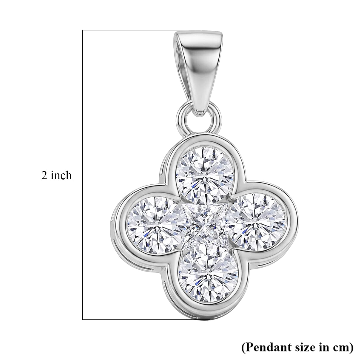 D'Joy - GRA Certified ( D-VVS1 ) Moissanite Pendant in Rhodium Overlay Sterling Silver