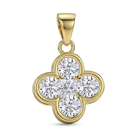 D'Joy - GRA Certified ( D-VVS1 ) Moissanite Pendant in Yellow Gold Plated Sterling Silver