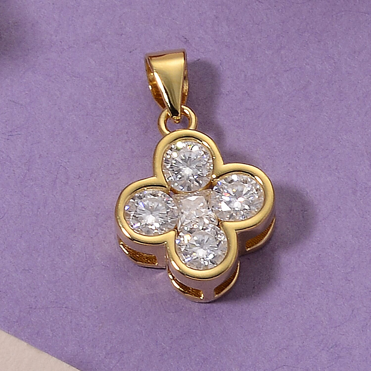 D'Joy - GRA Certified ( D-VVS1 ) Moissanite Pendant in Yellow Gold Plated Sterling Silver