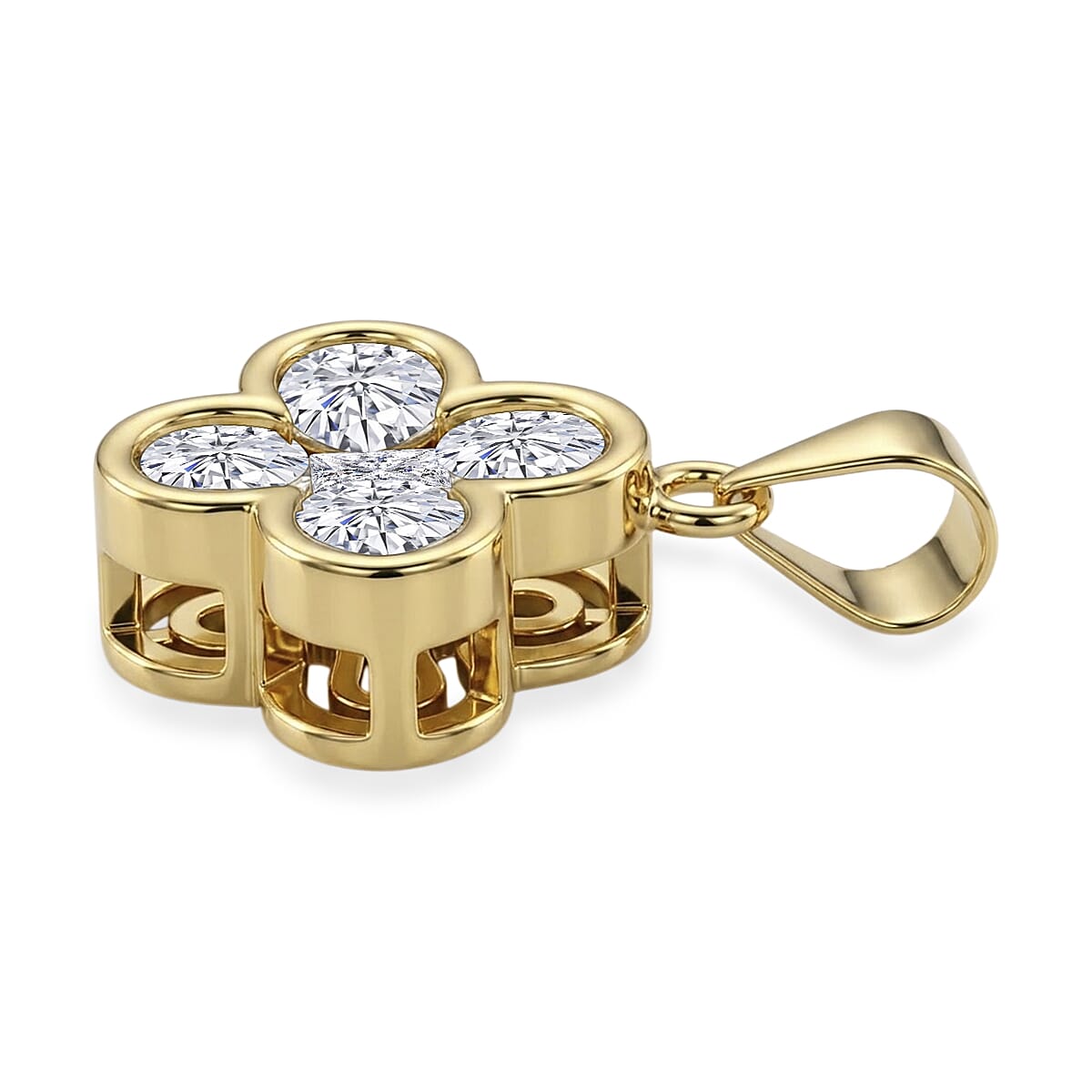 D'Joy - GRA Certified ( D-VVS1 ) Moissanite Pendant in Yellow Gold Plated Sterling Silver
