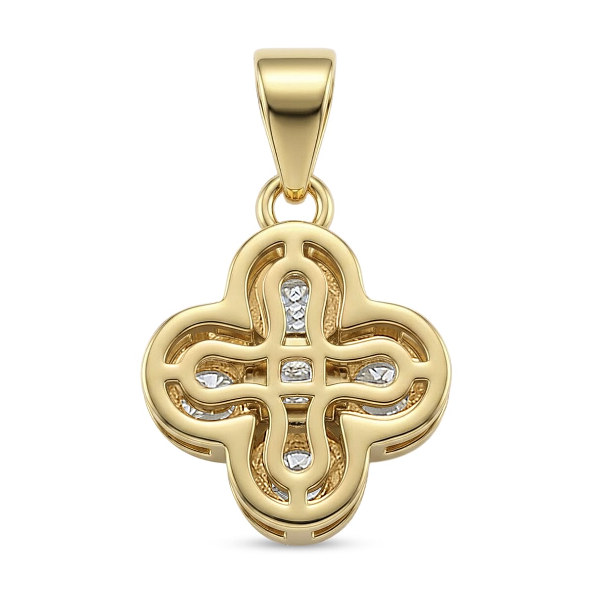 D'Joy - GRA Certified ( D-VVS1 ) Moissanite Pendant in Yellow Gold Plated Sterling Silver