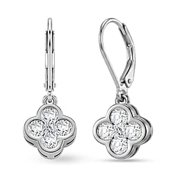 D'Joy - GRA Certified Moissanite Cluster Earring with Lever Back in Yellow Gold Plated Sterling Silver 1.00 Ct.