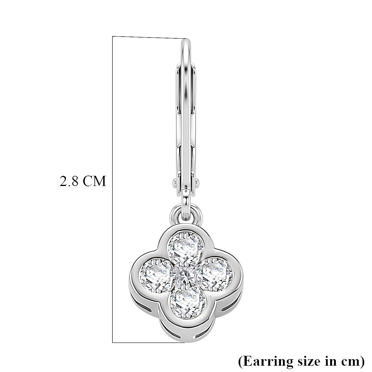 D'Joy - GRA Certified Moissanite Cluster Earring with Lever Back in Rhodium Overlay Sterling Silver 1.00 Ct.