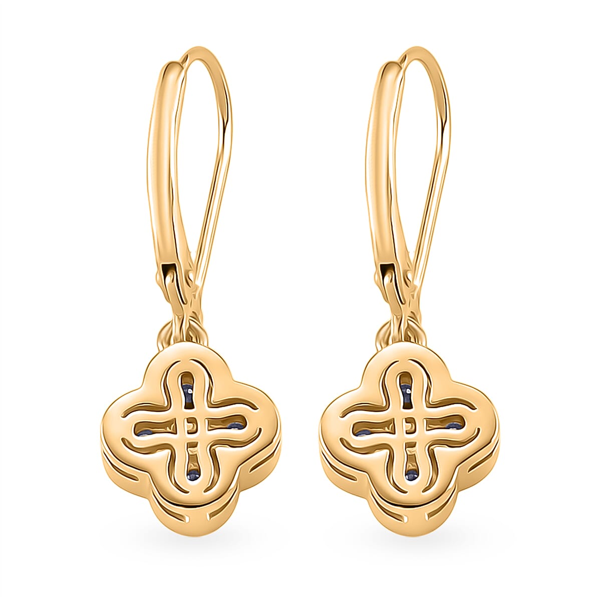 D'Joy - GRA Certified Moissanite Cluster Earring with Lever Back in Yellow Gold Plated Sterling Silver 1.00 Ct.