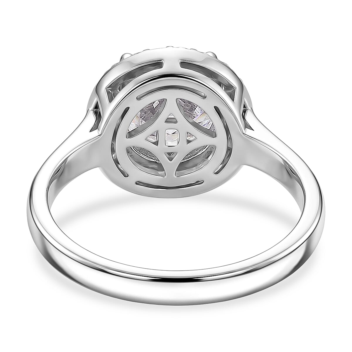 D'Joy - GRA Certified (D-VVS1) Moissanite Halo Ring in Rhodium Overlay Sterling Silver 3.05 Ct.