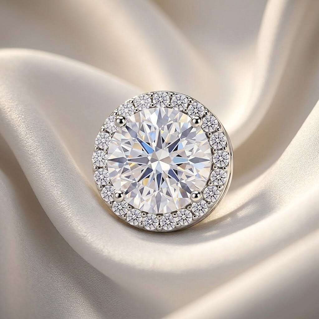 D'Joy - GRA Certified (D-VVS1) Moissanite Pendant in Rhodium Overlay Sterling Silver 3.05 Ct.