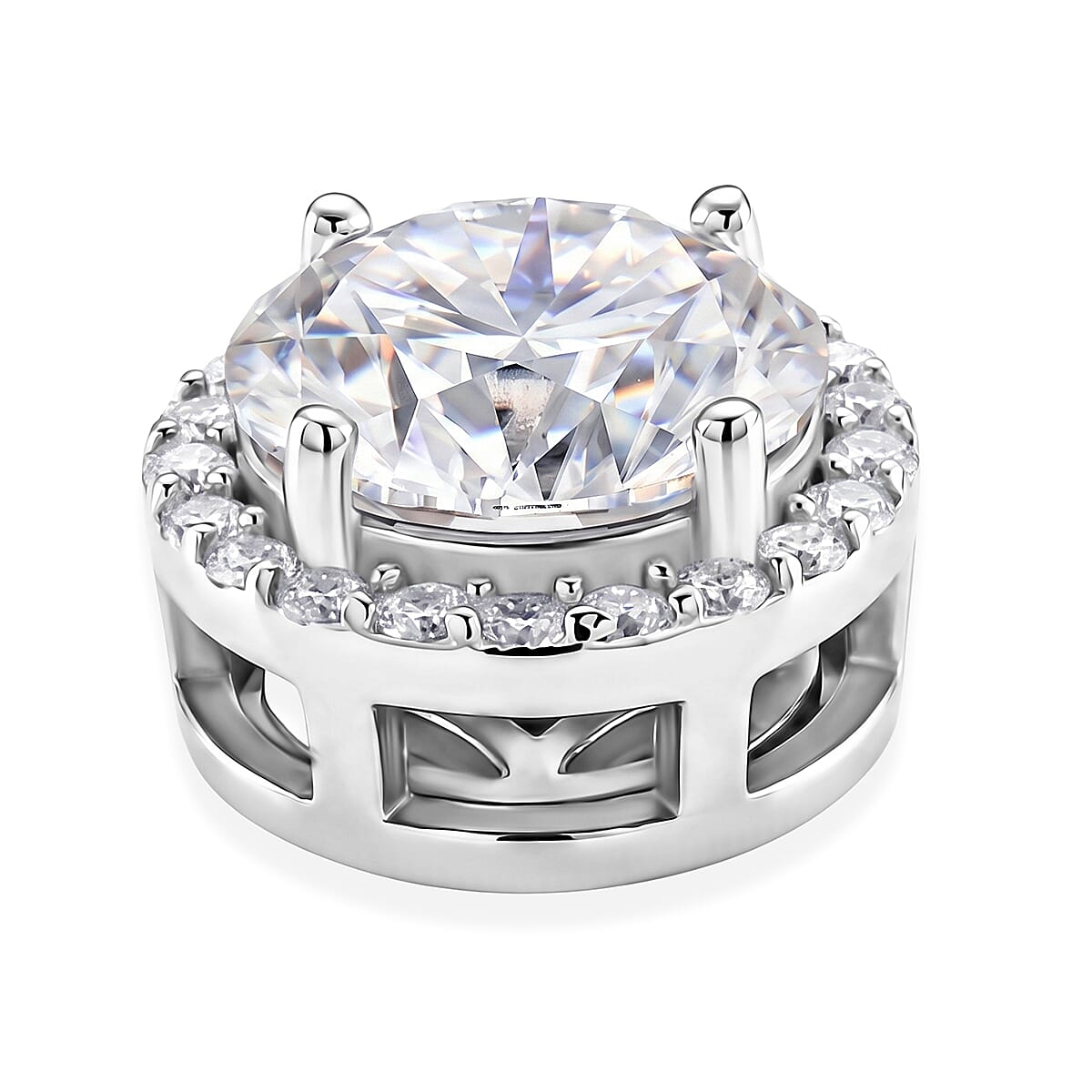 D'Joy - GRA Certified (D-VVS1) Moissanite Pendant in Rhodium Overlay Sterling Silver 3.05 Ct.