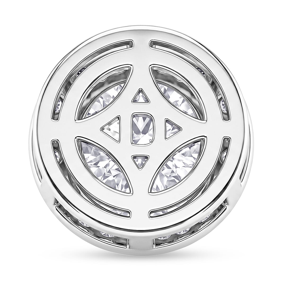 D'Joy - GRA Certified (D-VVS1) Moissanite Pendant in Rhodium Overlay Sterling Silver 3.05 Ct.