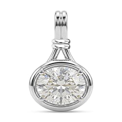 D'Joy - GRA Certified (D-VVS1) Moissanite Solitaire Pendant in Rhodium Overlay Sterling Silver 1.40 Ct.