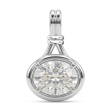 D'Joy - GRA Certified (D-VVS1) Moissanite Solitaire Pendant in Rhodium Overlay Sterling Silver 1.40 Ct.