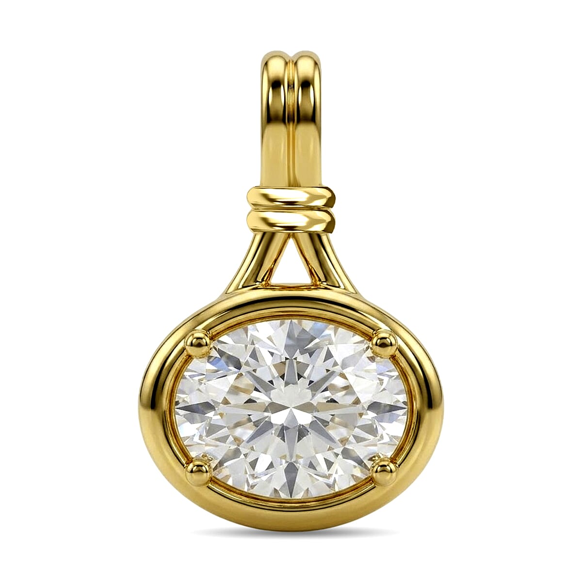 D'Joy - GRA Certified Moissanite Solitaire Pendant in Yellow Gold Plated Sterling Silver 1.40 Ct.