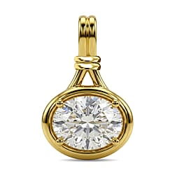 D'Joy - GRA Certified (D-VVS1) Moissanite Solitaire Pendant in Rhodium Overlay Sterling Silver 1.40 Ct.