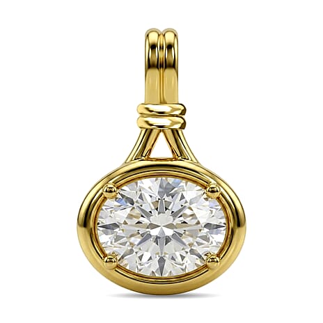 D'Joy - GRA Certified Moissanite Solitaire Pendant in Yellow Gold Plated Sterling Silver 1.40 Ct.