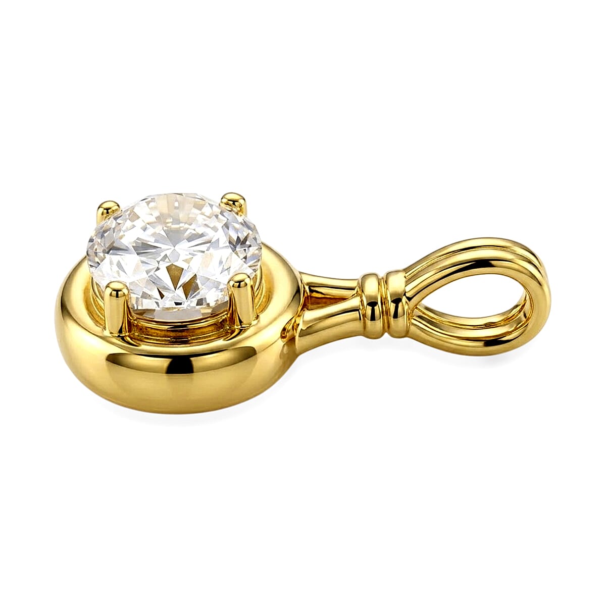 D'Joy - GRA Certified Moissanite Solitaire Pendant in Yellow Gold Plated Sterling Silver 1.40 Ct.