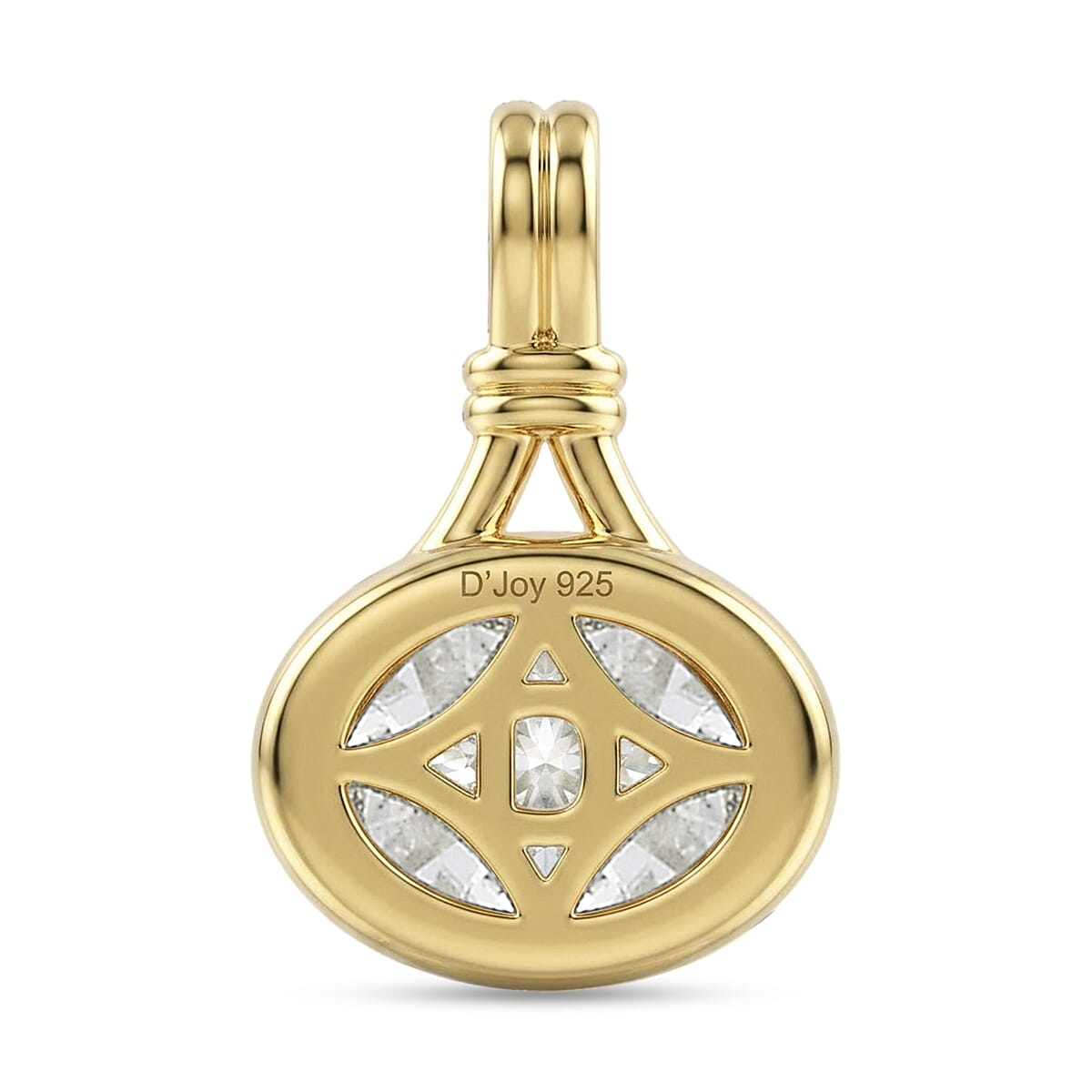 D'Joy - GRA Certified Moissanite Solitaire Pendant in Yellow Gold Plated Sterling Silver 1.40 Ct.